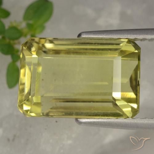 Cuarzo Amarillo pálido natural de 6.42 ct, Corte Octágono / Esmeralda, VVS-VS