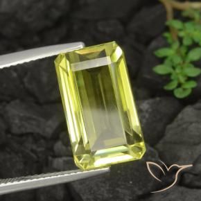 Cuarzo Amarillo  verdoso natural de 11.09 ct, Corte Octágono / Esmeralda, VVS-VS