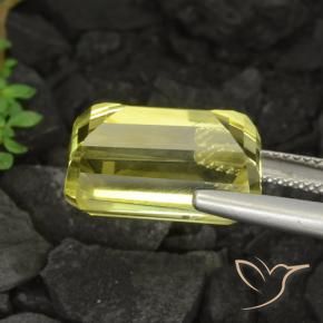 Cuarzo Amarillo  verdoso natural de 11.09 ct, Corte Octágono / Esmeralda, VVS-VS
