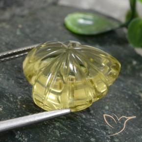 Cuarzo Amarillo claro medio natural de 12.47 ct, Corte Flor, Transparente