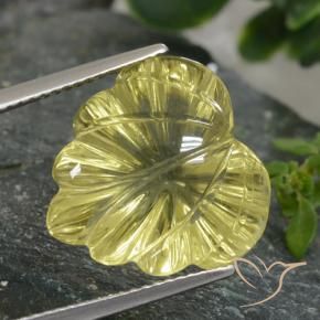 Cuarzo Amarillo verdoso natural de 11.72 ct, Corte Flor, Transparente