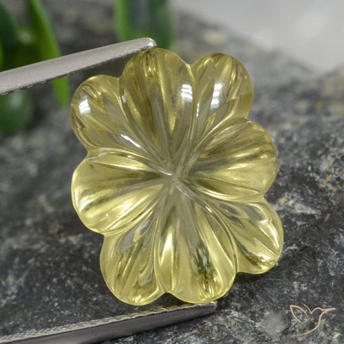 9.60ct Natural Amarillo claro medio Cuarzo, Corte Flor, Transparente