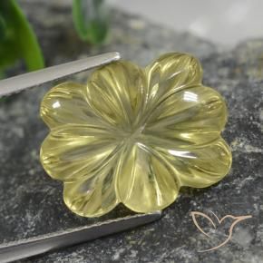 Cuarzo Amarillo claro medio natural de 9.60 ct, Corte Flor, Transparente