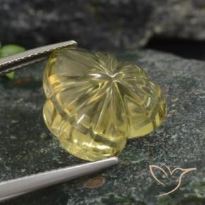 Cuarzo Dorado claro natural de 12.04 ct, Corte Flor, Transparente