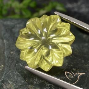 Cuarzo Amarillo claro natural de 12.77 ct, Corte Flor, Transparente