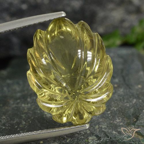 12.77ct Natural Amarillo claro medio Cuarzo, Corte Flor, Transparente