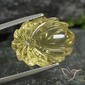 Cuarzo Amarillo claro medio natural de 12.77 ct, Corte Flor, Transparente