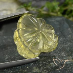 Cuarzo Amarillo medio natural de 12.97 ct, Corte Flor, Transparente