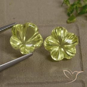 Gemas de Cuarzo Amarillo verdoso claro natural de 13.63 ct, Corte Flor, Transparente
