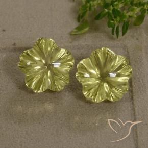 Gemas de Cuarzo Amarillo claro natural de 8.89 ct, Corte Flor, Transparente