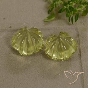 Gemas de Cuarzo Amarillo claro natural de 8.89 ct, Corte Flor, Transparente