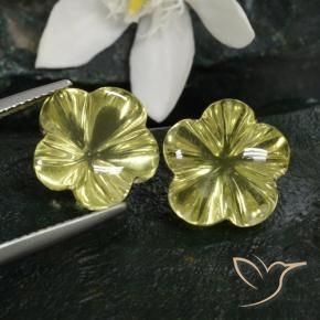 Gemas de Cuarzo Amarillo verdoso claro natural de 15.13 ct, Corte Flor, Transparente