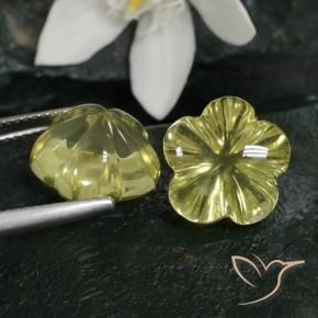 Gemas de Cuarzo Amarillo verdoso claro natural de 15.13 ct, Corte Flor, Transparente