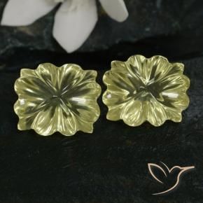 Gemas de Cuarzo Amarillo medio natural de 13.43 ct, Corte Flor, Transparente