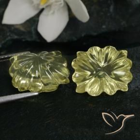 Gemas de Cuarzo Amarillo medio natural de 13.43 ct, Corte Flor, Transparente
