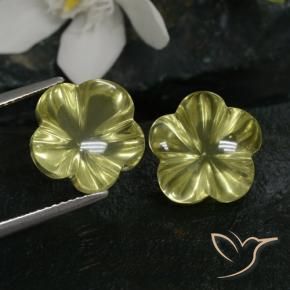 Gemas de Cuarzo Amarillo verdoso natural de 14.24 ct, Corte Flor, Transparente