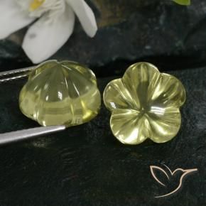 Gemas de Cuarzo Amarillo verdoso natural de 14.24 ct, Corte Flor, Transparente