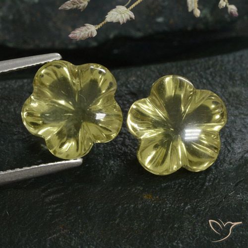 8.80ctw Natural Amarillo verdoso Cuarzo, Corte Flor, Transparente