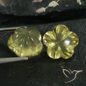 Gemas de Cuarzo Amarillo verdoso natural de 8.80 ct, Corte Flor, Transparente