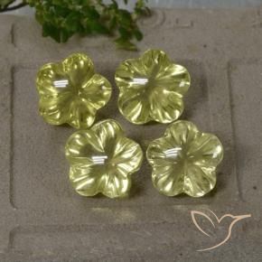 Gemas de Cuarzo Amarillo verdoso natural de 18.70 ct, Corte Flor, Transparente
