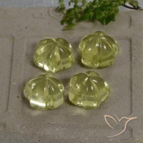 Gemas de Cuarzo Amarillo verdoso natural de 18.70 ct, Corte Flor, Transparente