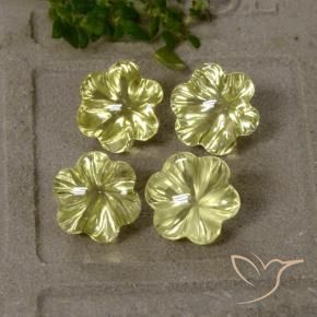 Gemas de Cuarzo Amarillo verdoso natural de 11.71 ct, Corte Flor, Transparente