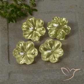 Gemas de Cuarzo Amarillo medio natural de 11.15 ct, Corte Flor, Transparente
