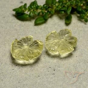 Gemas de Cuarzo Amarillo crema pálido natural de 6.36 ct, Corte Flor, Transparente