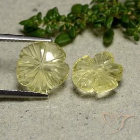 Gemas de Cuarzo Amarillo crema pálido natural de 6.36 ct, Corte Flor, Transparente