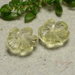 Gemas de Cuarzo Amarillo medio natural de 5.58 ct, Corte Flor, Transparente