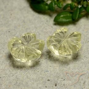 Gemas de Cuarzo Amarillo medio natural de 1.97 ct, Corte Flor, Transparente