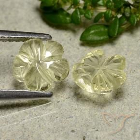 Gemas de Cuarzo Amarillo medio natural de 1.97 ct, Corte Flor, Transparente