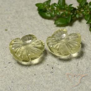 Gemas de Cuarzo Amarillo crema pálido natural de 5.37 ct, Corte Flor, Transparente