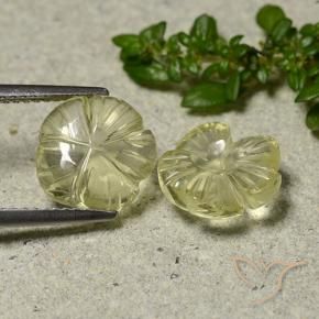Gemas de Cuarzo Amarillo crema pálido natural de 5.37 ct, Corte Flor, Transparente