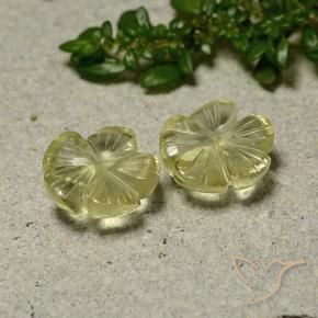 Gemas de Cuarzo Amarillo crema pálido natural de 6.21 ct, Corte Flor, Transparente