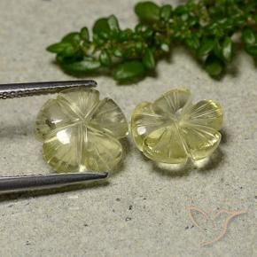 Gemas de Cuarzo Amarillo crema pálido natural de 6.21 ct, Corte Flor, Transparente