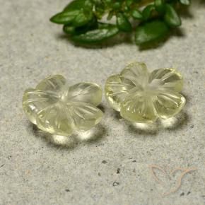 Gemas de Cuarzo Amarillo crema pálido natural de 2.39 ct, Corte Flor, Transparente
