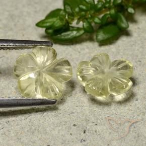 Gemas de Cuarzo Amarillo crema pálido natural de 2.39 ct, Corte Flor, Transparente
