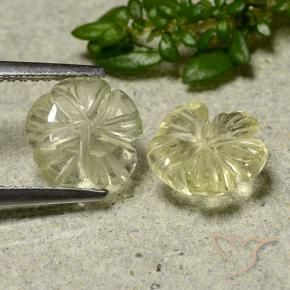 Gemas de Cuarzo Amarillo medio natural de 3.24 ct, Corte Flor, Transparente