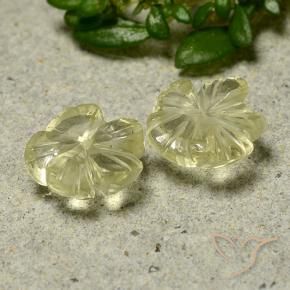 Gemas de Cuarzo Amarillo medio natural de 2.00 ct, Corte Flor, Transparente