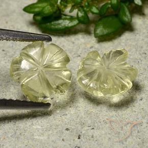 Gemas de Cuarzo Amarillo medio natural de 2.00 ct, Corte Flor, Transparente