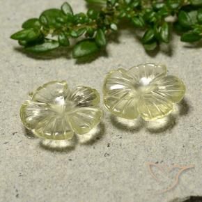 Gemas de Cuarzo Amarillo medio natural de 3.68 ct, Corte Flor, Transparente