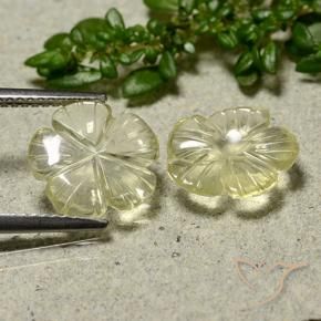 Gemas de Cuarzo Amarillo medio natural de 3.68 ct, Corte Flor, Transparente