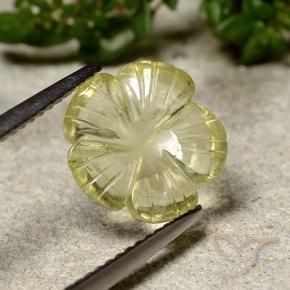 Cuarzo Amarillo medio natural de 2.25 ct, Corte Flor, Transparente