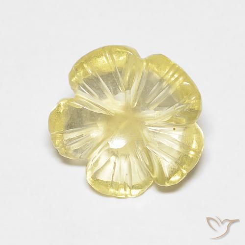 2.49ct Natural Amarillo crema pálido Cuarzo, Corte Flor, Transparente