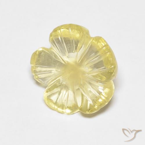 Cuarzo Amarillo crema pálido natural de 2.49 ct, Corte Flor, Transparente