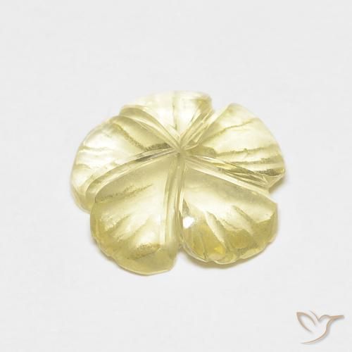 Cuarzo Amarillo crema pálido natural de 2.49 ct, Corte Flor, Transparente