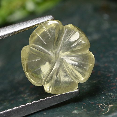 2.45ct Natural Amarillo verdoso claro Cuarzo, Corte Flor, Transparente