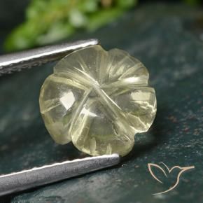 Cuarzo Amarillo verdoso claro natural de 2.45 ct, Corte Flor, Transparente