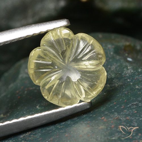 2.43ct Natural Amarillo crema pálido Cuarzo, Corte Flor, Transparente
